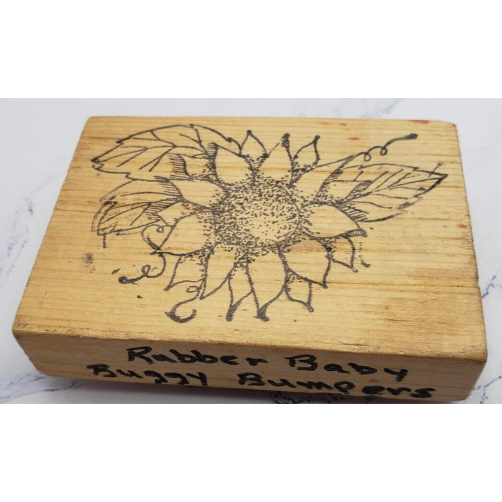 Sunflower Plant Large Wood Mounted Rubber Stamp